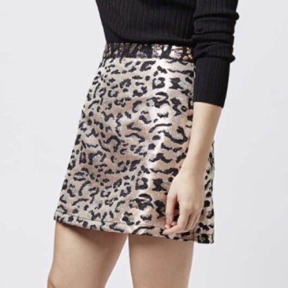 gold leopard print skirt